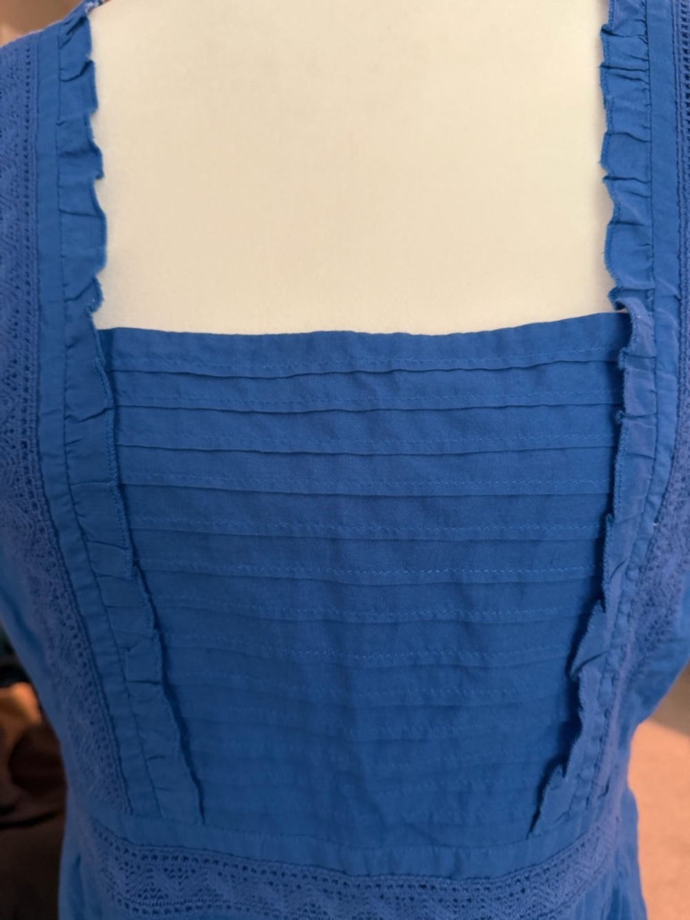 Maeve for Anthropologie 💙 blue square neck dress crochet detail pockets 12 - Picture 2 of 9